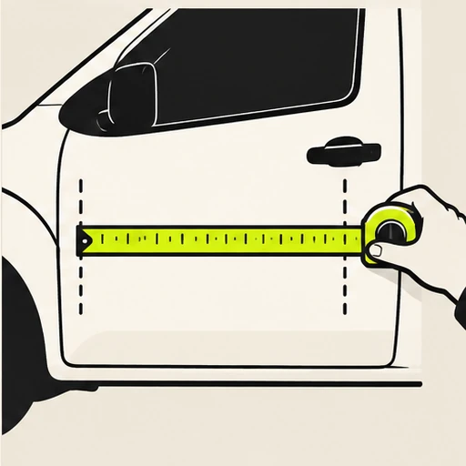 Illustration of a tape measure across a van door